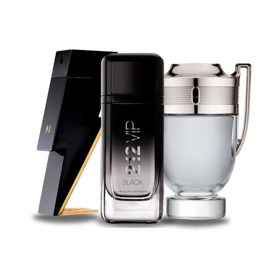 pacchetto promozionale di 3 profumi Carolina Herrera BAD BOY, Carolina Herrera 212 VIP BLACK e Paco Rabanne INVICTUS 100ml.