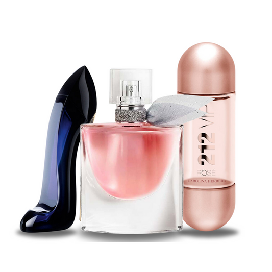 pacchetto promozionale di 3 profumi Carolina Herrera GOOD GIRL, Lancôme LA VIE EST BELLE e Carolina Herrera 212 VIP ROSÉ 100ml.